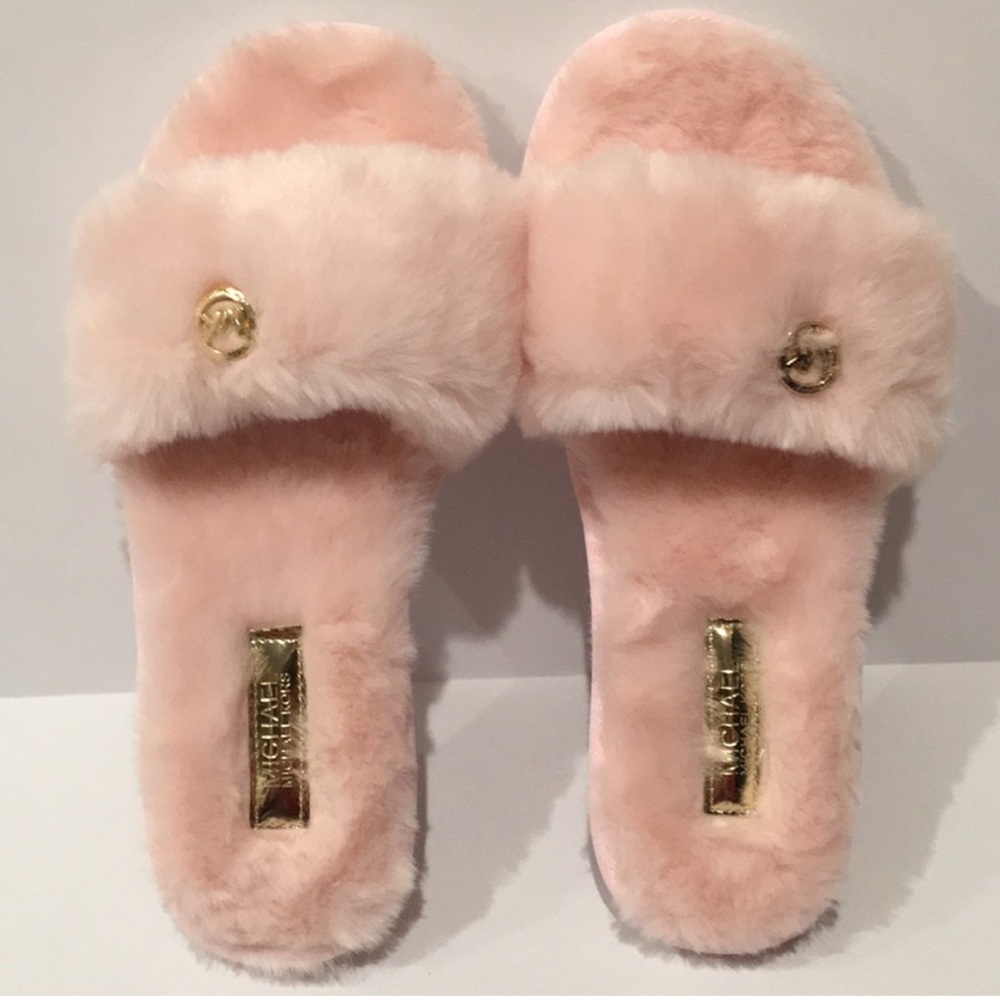 Michael Kors Pink Faux Fur Slippers